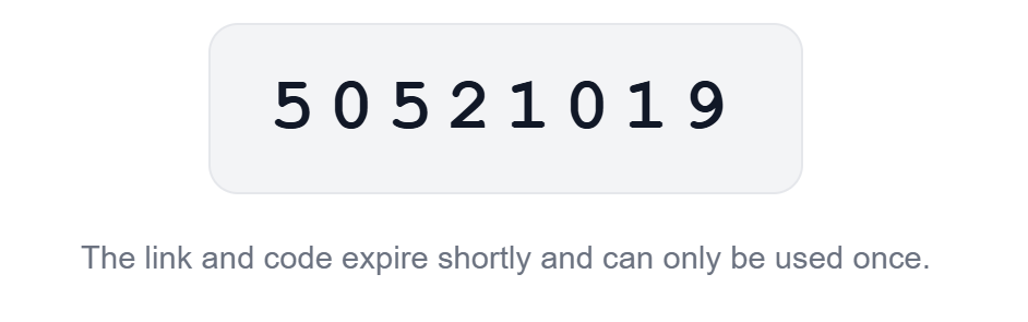 Sign-in email showing an eight-digit TrameWeaver code