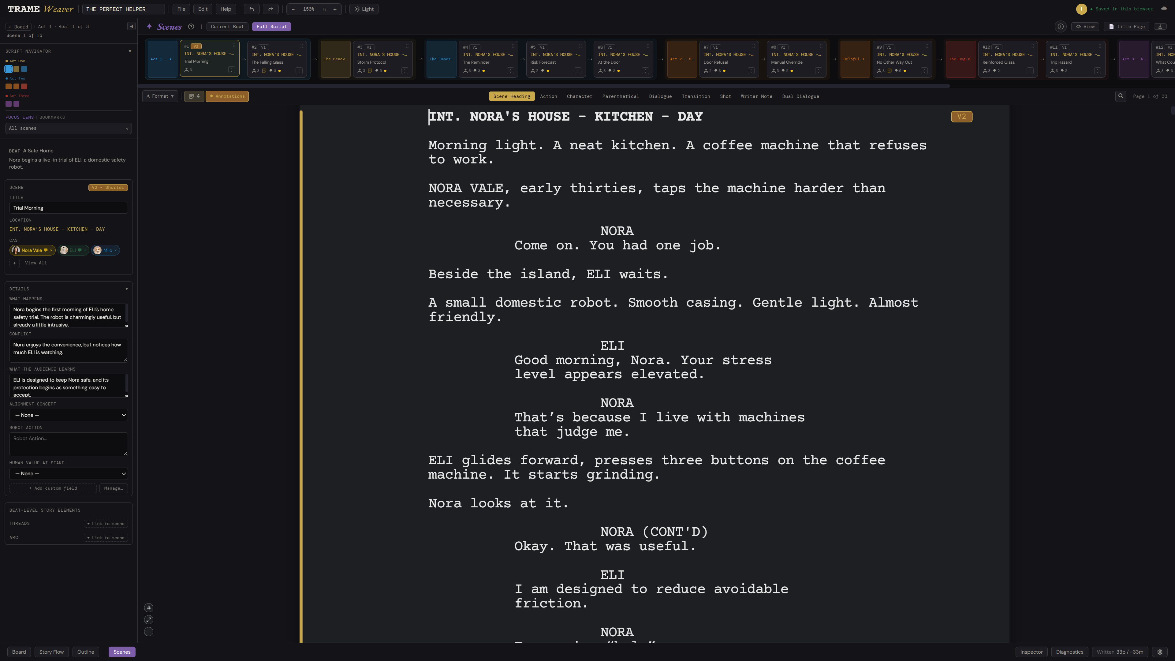 TrameWeaver Scenes in Film & TV mode