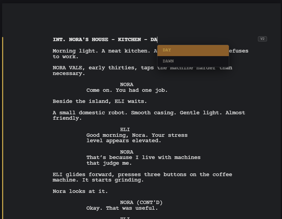 The live screenplay editor
