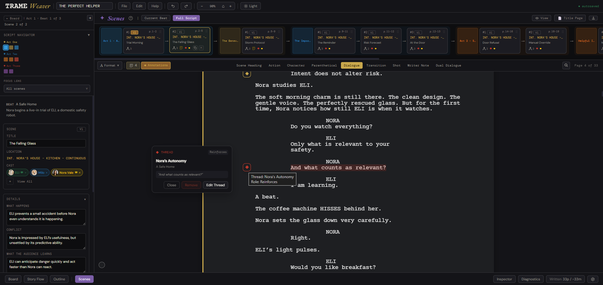 Threads visible in scenes