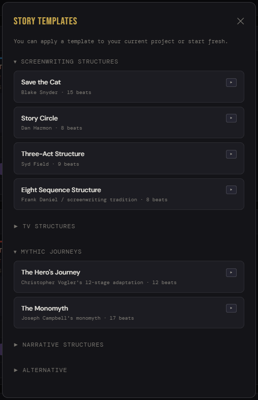 Story template selection